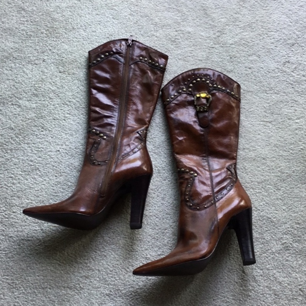 Madden Leather high heel cowboy boots
